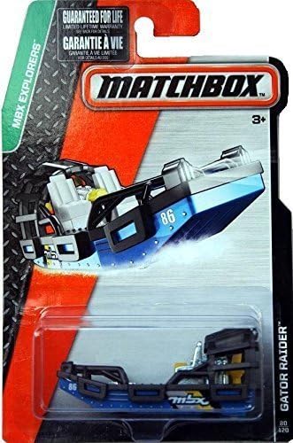 Matchbox 2015 MBX Explorers Fleet Gator Raider Vehicle Blue and Gray with Chrome Speed Boat by