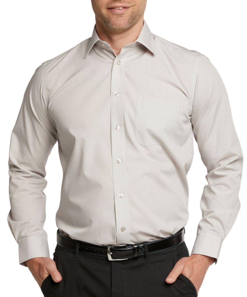 Camicie semplici da uomo,Manica lunga,Doppio polsino alla francese con gemelli inclusi,Vestibilità regolare,Camicia da lavoro da matrimonio. White, 14.5 inches