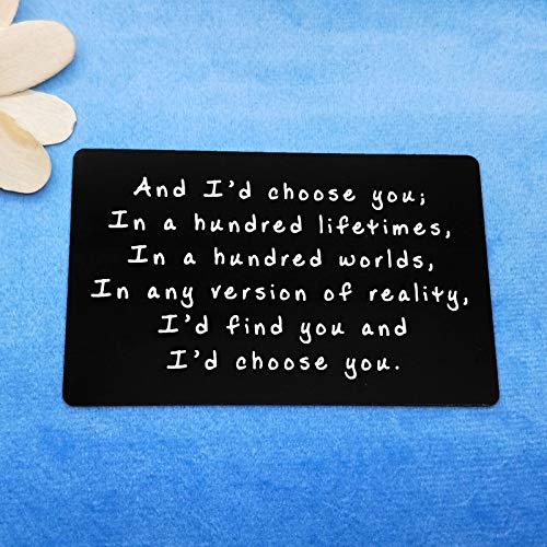 Engraved Wallet Insert Card Husband Gifts from Wife Boyfriend Gifts Anniversary Valentines Gifts for Men I'd choose you Metal Cards Birthday Card Gifts for Husband Wedding Day Gift for Groom Fiance4
