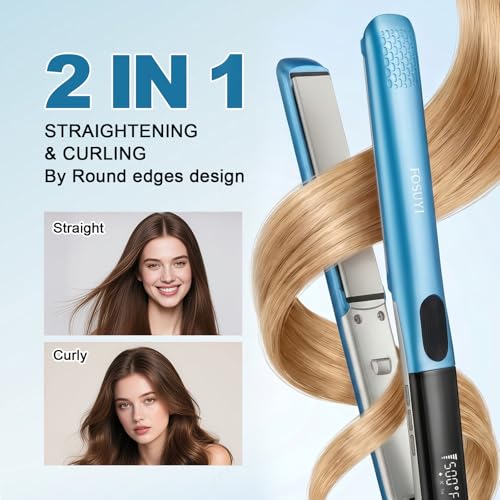 Image of 500F High Heat Professional Flat Iron,30 Seconds Quick Heat Up Ceramic Hair Straightener,2 in 1 Straightening and Curling Iron,Anti-Frizz Smooth Hair Care,Dual Voltage Portable for Travel