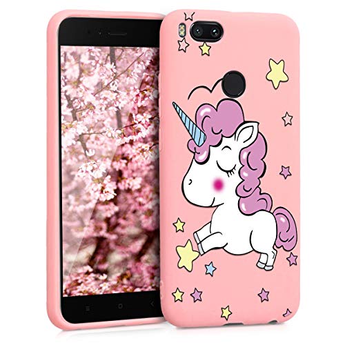 ZhuoFan Funda Xiaomi Mi A1, Cárcasa Silicona Rosa con Dibujos Diseño Suave Gel TPU Antigolpes...