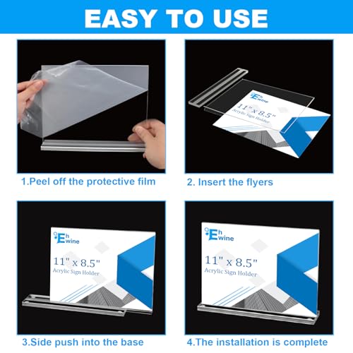 image for EHWINE 3 Pack Acrylic Sign Holder 8.5 x 11 Horizontal, Double-Sided St
