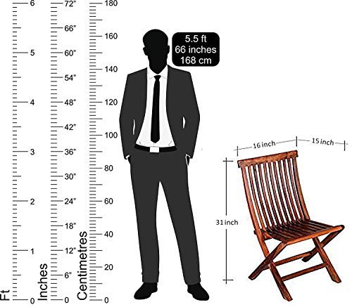 Image of MAMTA DECORATION Wooden Folding Chair for Living Room /Garden and Outdoor Furniture - Teak Finish, Brown, Design 2, Standard (MD-FL-CH-01)