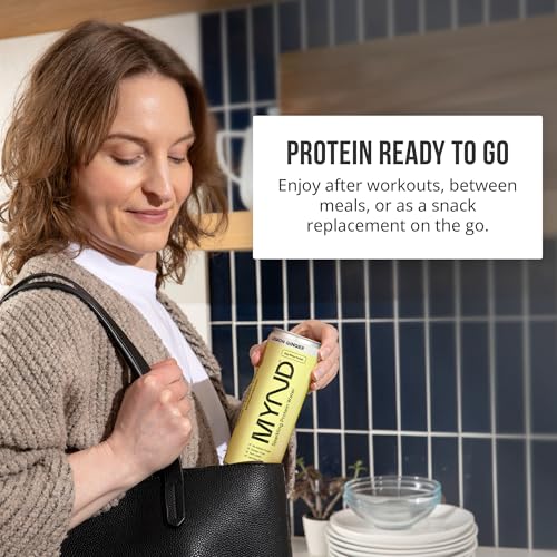 Image of MYND Sparkling Protein Water, Clear Protein Drink - 20g Whey Protein Isolate Per Can, 12 Pack - Lactose Free, Gluten Free, No Added Sugar - Ready-to-Drink Carbonated Protein Drinks - Lemon Ginger
