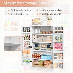 Meilocar 47in Kitchen Pantry Cabinet, Wood Kitchen Storage Pantry Cabinets Freestanding Pantry Cabinet with Doors & Adjustable Shelves, Pantry Cabinet for Kitchen, Living Room, White Meilocar 47in Kitchen Pantry Cabinet Wood Kitchen Storage Pantry Cabinets Freestanding Pantry Cabinet with Doors Adjustable Shelves Pantry Cabinet for Kitchen Living Room White