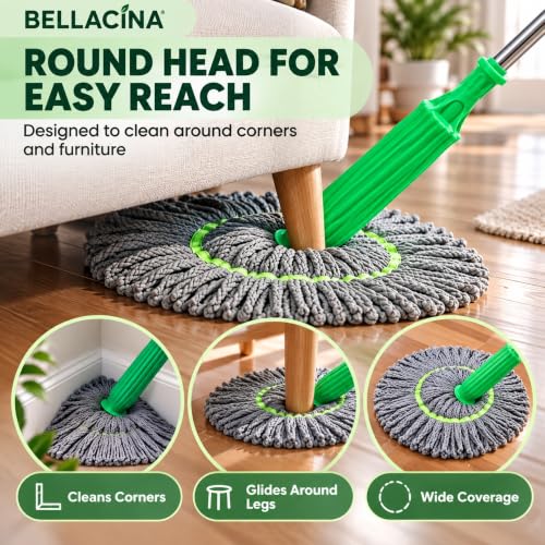 Image of 2-in-1 Self Wringing Floor Mop - Durable Plastic, Multicolor, Easy‑Grip Handle, Wet & Dry Cleaning for Tile, Wood, Laminate & Vinyl Floors - Ideal for Home, Kitchen, Bathroom & Office