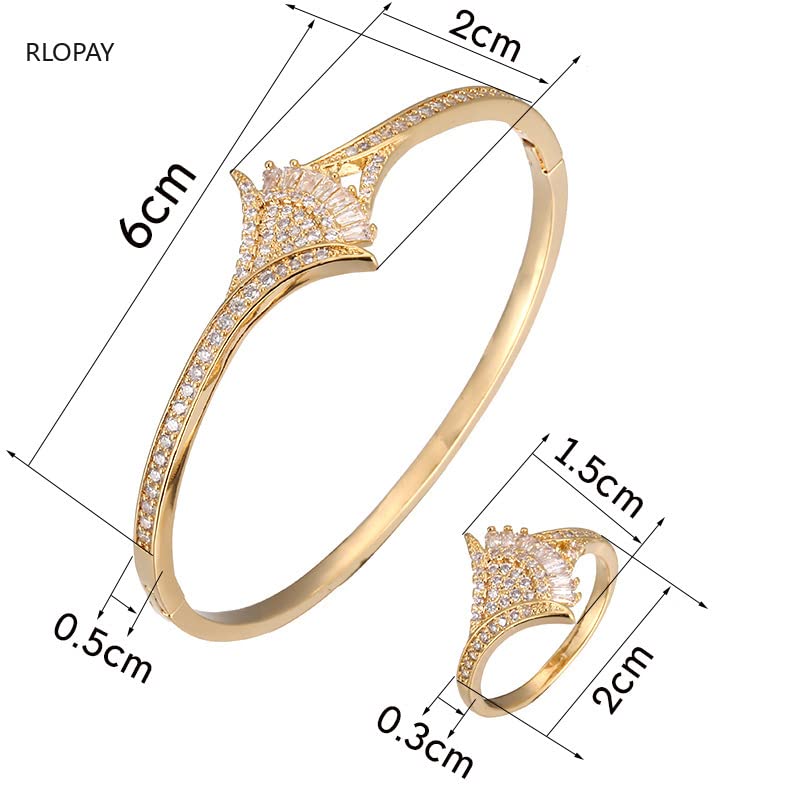 Braccialetto Braccialetti in Metallo dal Design Classico a ventaglio in bracciali da Sposa di Lusso Dorato con Anelli Braccialetti con Polsini in Pietra Piena