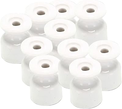 10 Pieces Wall Wiring Insulator Porcelain Ceramic Electrical Accessories Cord Cable Fixing Smooth Surface Withstand Outdoor Conditions Suitabl, White