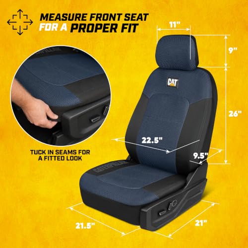 Image of CAT MeshFlex Seat Covers Full Set for Full-Size Pickup Trucks Only - Blue | Front Bucket Seat Covers & 60 /40 Split Rear Bench Protector - Interior Accessories For F-150, Silverado, Ram, Sierra & Tundra
