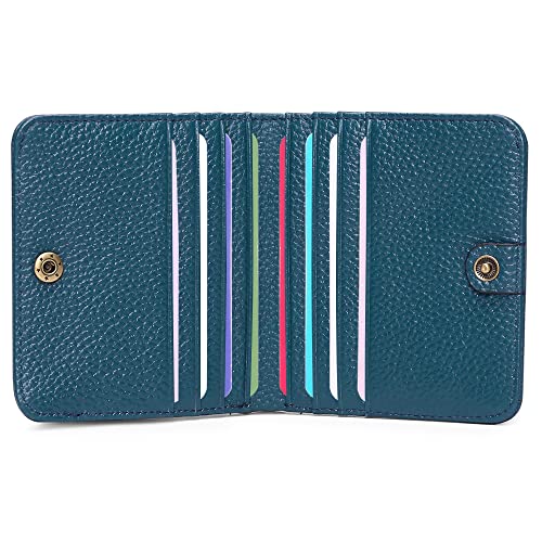 Real Leather Small Wallet for Women Coin Pouch RFID Blocking Bifold Credit Card Holder Mini Wallet for Ladies (Blue)