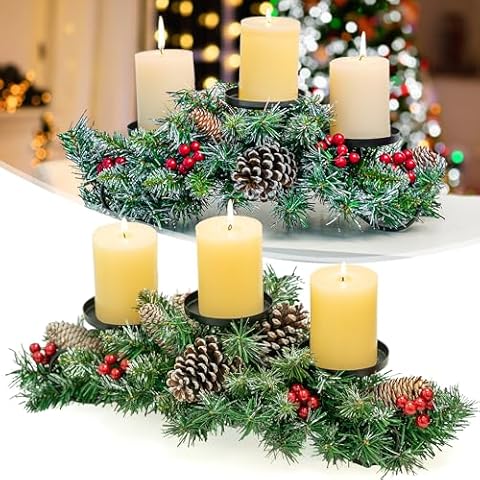 Christmas Candleholder Set with Red Berries Cover