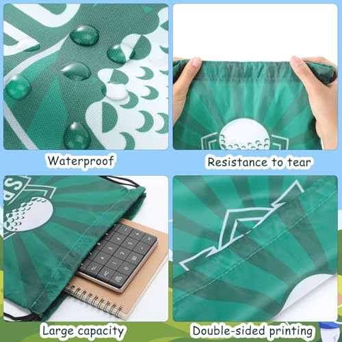 Image of Honoson 16 Pcs Golf Drawstring Backpack Golf Themed Goodie Bags Gift Bags Drawstring Backpack Sports Party Favors Snack for Sports Team Birthday Party Supplies