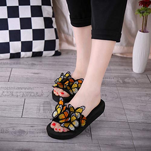 Image of MIOKE Summer Flat Slide Sandals For Womens Butterfly Platform Low Heel Comfy Nonslip Casual Beach Sandals