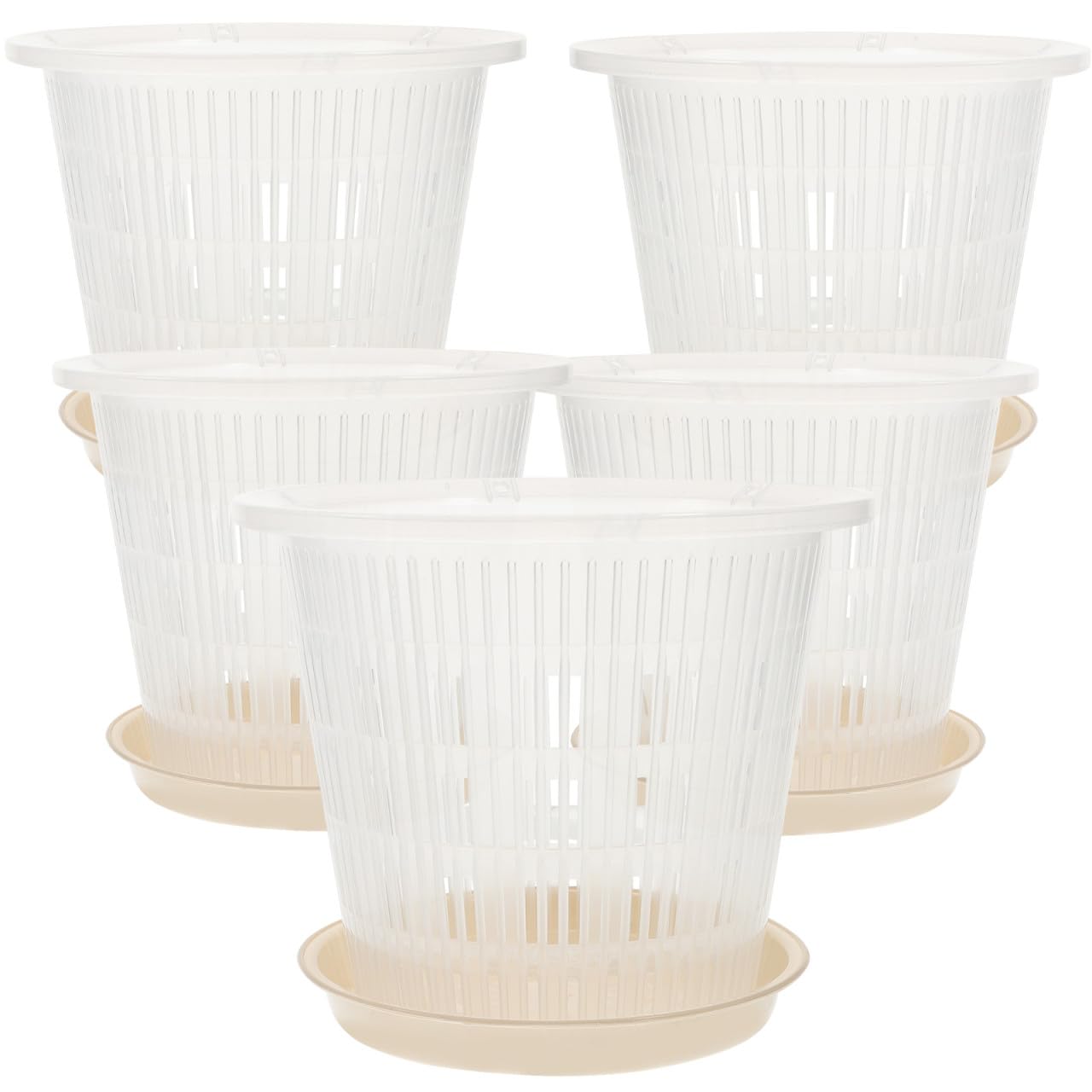 DOITOOL 5ensembles Lot de Pots de Fleurs Plastique pour Pépinière Godets Transparents pour Plantes et Semis avec Drainage et Aération
