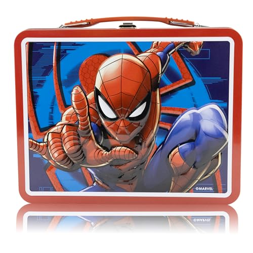 Fast Forward Marvel Spiderman Lunch Box for Kids | Spiderman Tin Lunchbag for Boys, Girls, Unisex | Tin Lunchbox Storage, Toddler Snack Box, Bookbag...