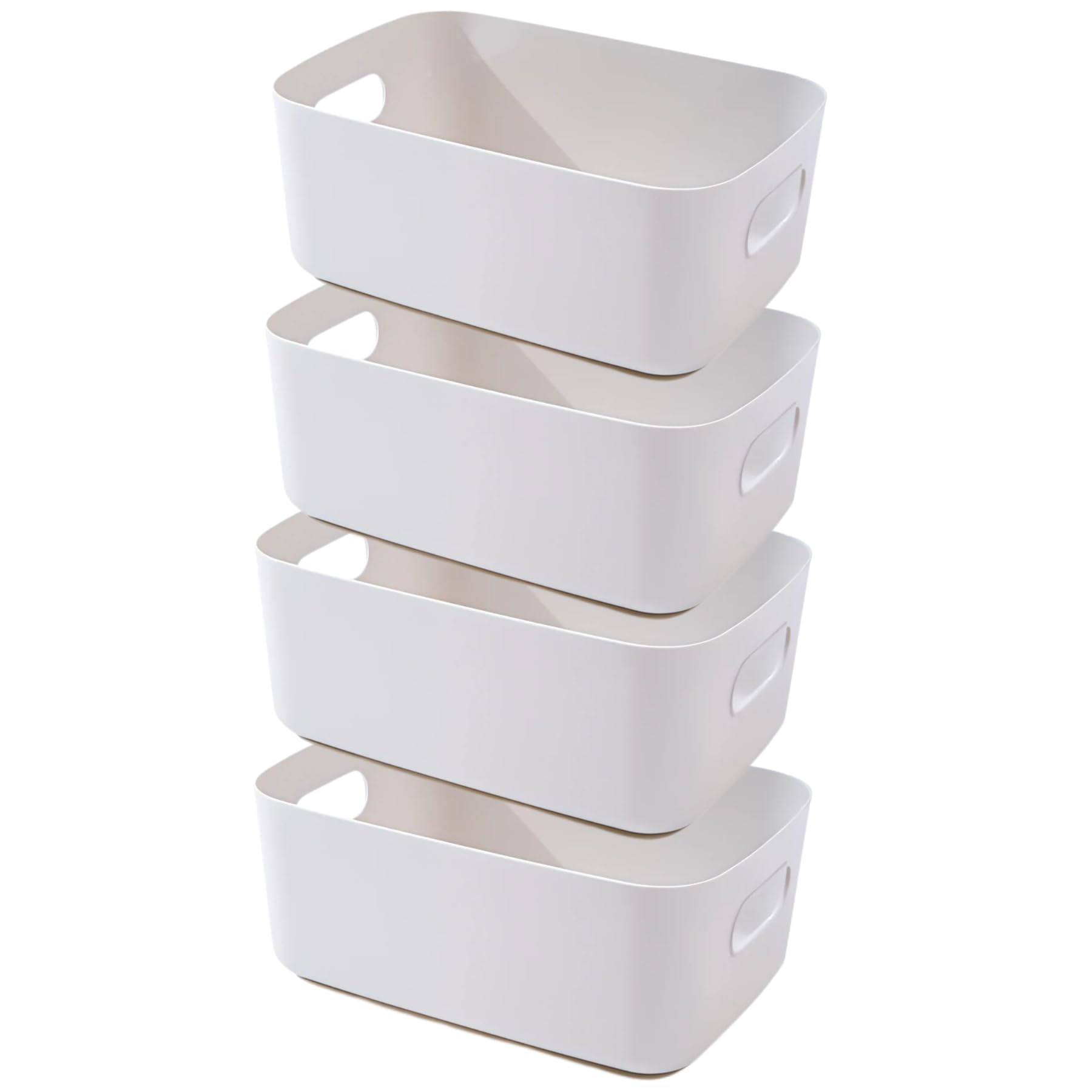 4 Boîtes de Rangement en Plastique, Panier de Rangement, Caisse de Rangement, Panier de Bain de Haute Qualité (Gris, 20×15×7 cm)