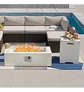 SUNBURY Outdoor 42 Inch Propane Fire Pit Table, Rectangle Fire Table w Tank Table, 40,000 BTU Spo...