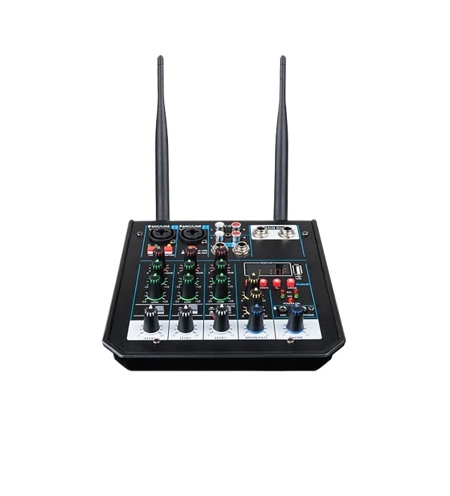 Controller DJ, Console mixer for DJ a 4 canali con microfono wireless Bluetooth for studio di registrazione