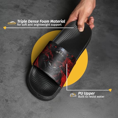 Image of YOHO Sliders for Men | Comfortable and Lightweight Slides | WB Cartoon & Comic Characters: Batman,Superman,Tom & Jerry,Rick & Morty,Big Bang Theory, Friends and Scooby Doo for Boys