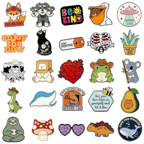 Image of SINCCO 20 /40 /50 /80 PCS Cute Enamel Backpack Pins, Funny Enamel Pins Bulk Set Cool Button Pins Aesthetic Brooch Lapel Pins Anime for Backpacks, Jackets, Hats, Kids, Girls