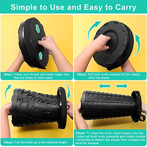 Coideal Retractable Telescoping Folding Stool - Portable Lightweight Collapsible Chair Seat Adjustable Height With Load 400 Lbs For Adult Camping Travel Fishing Outdoor #TOP3