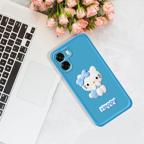 Amazon Basics 3D Happy Kitty Silicone Case for Oppo A6X 5G (Blue) - Image 4