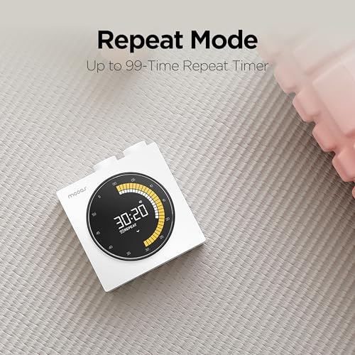 Image of mooas Time Loop Digital Visual Timer, Rechargeable Wireless, LCD Large Display, Portable, Visual Timer, Brightness Adjustment, Count Up /Down, Pomodoro Timer for ADHD, Study, Home Schooling (White)