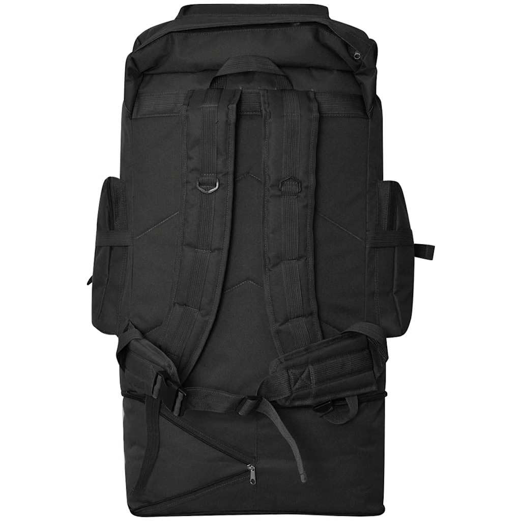 Plecak wojskowy 100 l, czarny, duży plecak turystyczny do aktywności na świeżym powietrzu, trekkingu, na kemping, styl wojskowy, poliester 600D, wodoodporny, czarny, L, Rzemieślnik