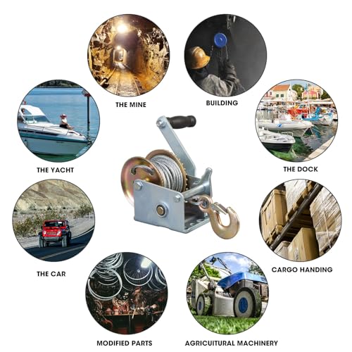 Image of Big RED ATRT1061CR Torin 600lbs Capacity Manual Hand Crank Winch with 26.3FT Steel Cable