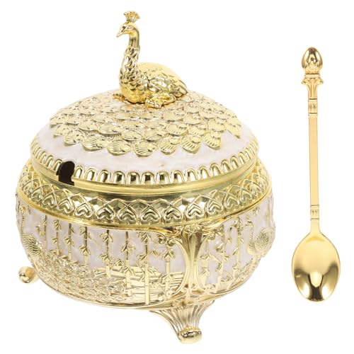 ERINGOGO Elegant Zinc Alloy Sugar Jar European Style Condiment Pot Salt Container for Kitchen