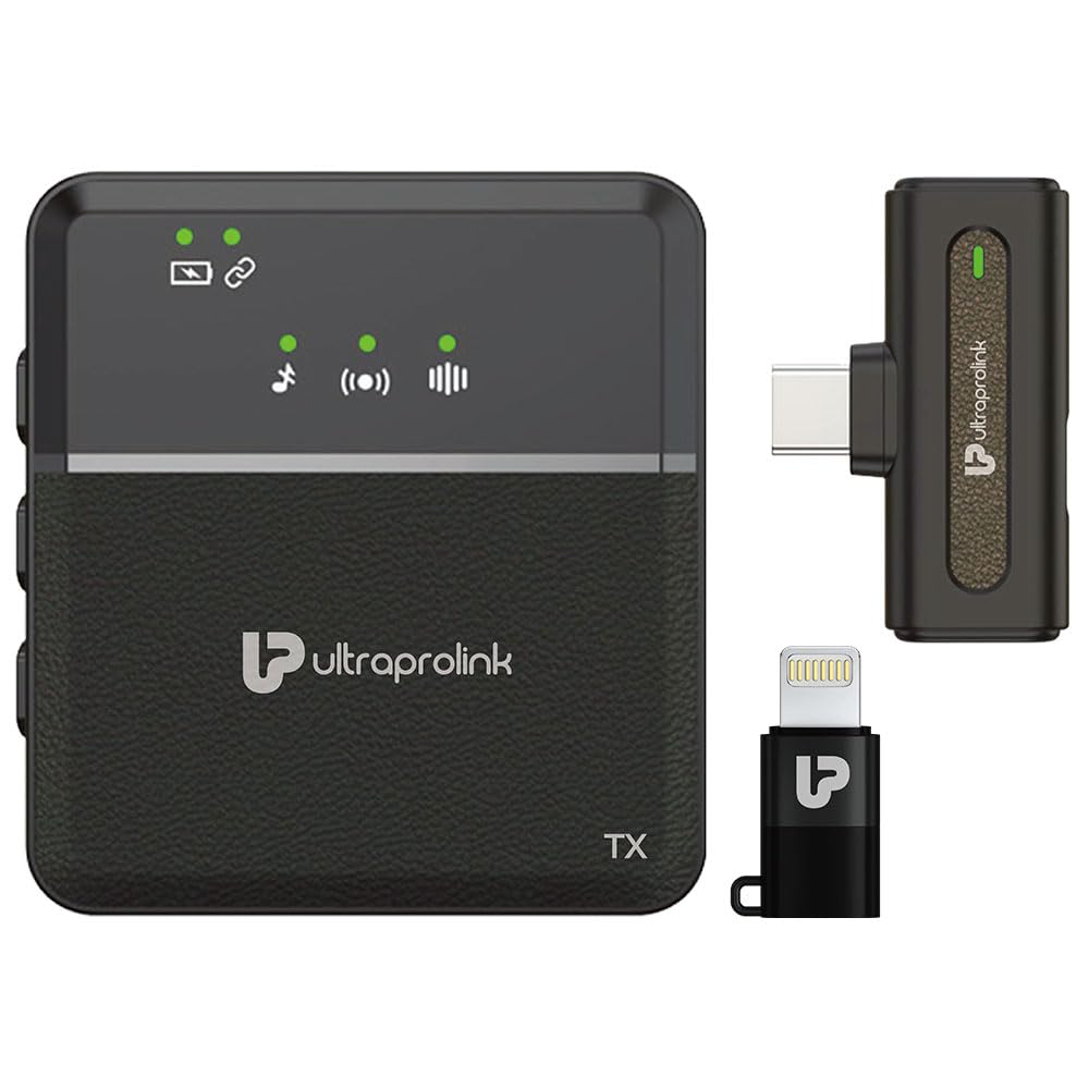 ULTRAPROLINK Omnidirectional Lavalier Wireless Microphone|Lapel Wireless Mic |Noise Cancellation & Echo| for YouTube, Live Streaming, vlogging|Supports Type C Android, iPhone|UM1192-1|Sonic Pro|Black