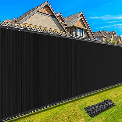 Kesfitt Fence Privacy Screen,6X50FT Heavy Duty 170GSM Fence Covering Privacy with Straps & Brass Grommets,90% Privacy Blockage Mesh Shade Net for Balcony Yard Outdoor Pool