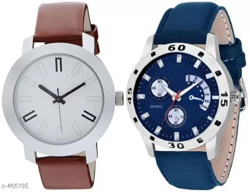 REEMON Analog Leather Strap with Brown_Blue Strap Round Shape Casual Girl Watch (B0CBBDHLL7) Amazon Price History, Amazon Price Tracker