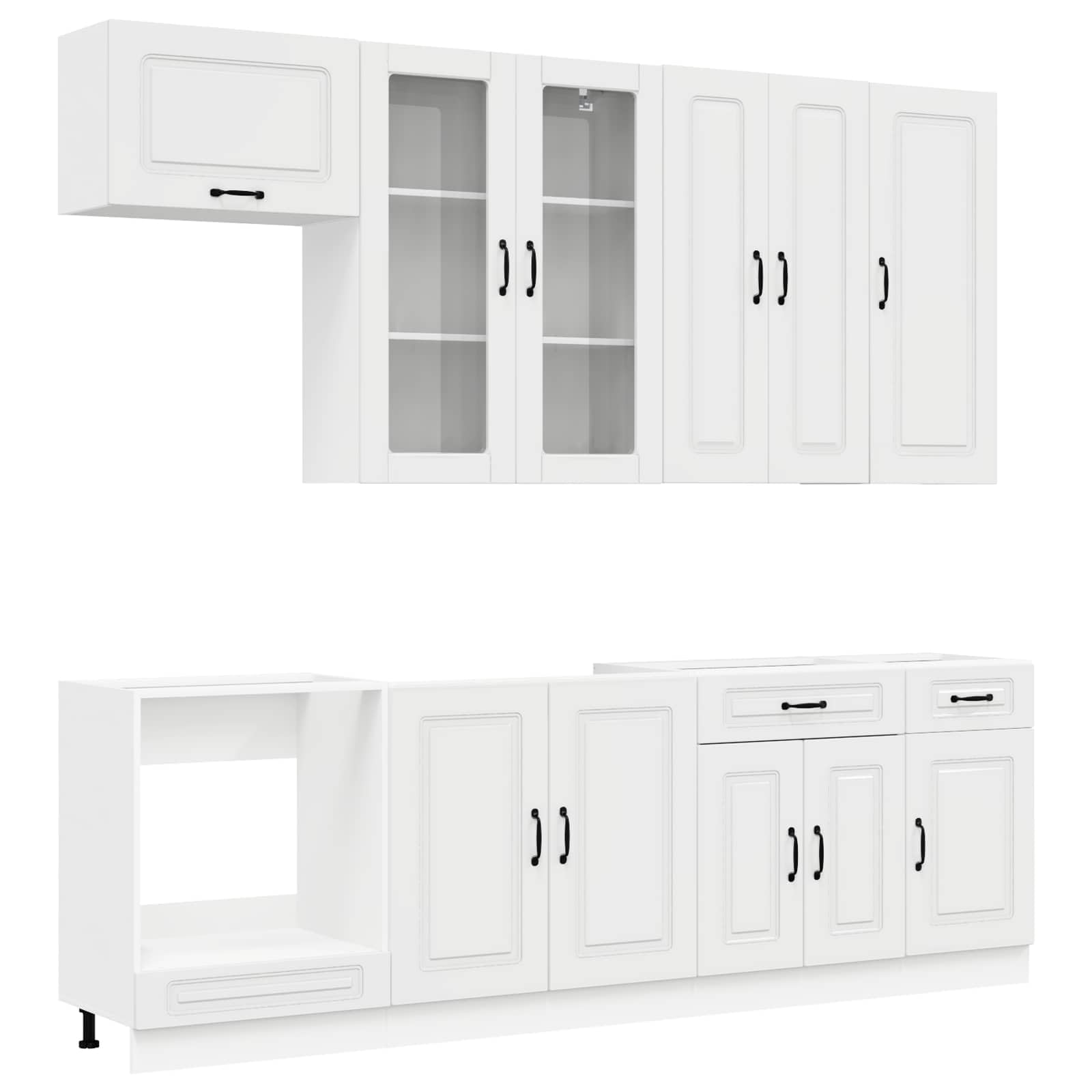 Set da cucina Kalmar, 8 pezzi, bianco lucido