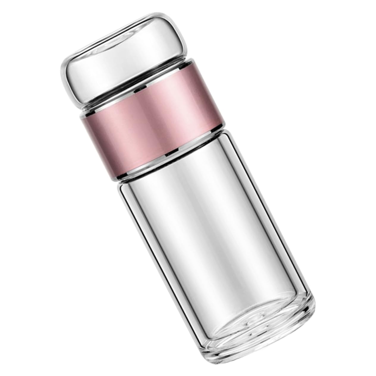 COLLBATH Tragbare Teetasse mit Teesieb und Deckel, 250ml Glas, Roségold