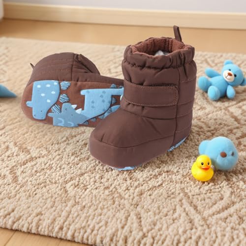 Baby Boys Girls Boots Infant Moccasins High Top Booties Toddler Non-Slip Soft Sole First Walker Crib Shoes 3-6,6-12,12-18 Months4