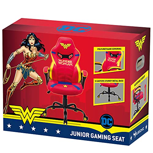 Subsonic - Chaise Gaming Wonder Woman pour Enfant et Ado - Fauteuil de Bureau Ergonomique avec Mousse Haute Densité, Mécanisme à Bascule et Accoudoirs Confortables - Hauteur Réglable - Rouge – Image 6