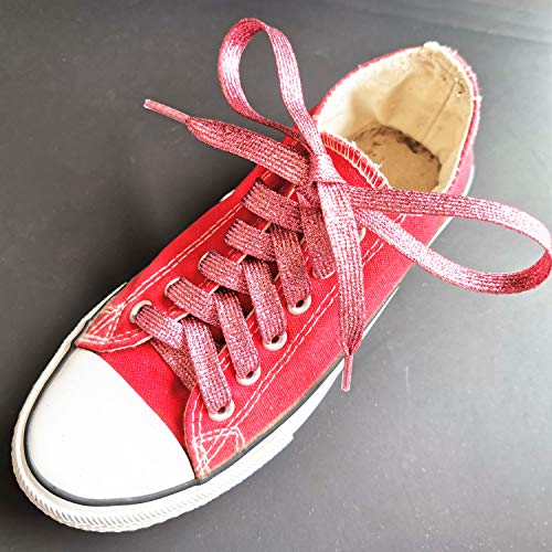Glitter Shoe Laces (2 Pairs 45\") Sparkly Shiny Flat Shoelace for Sneakers Canvas Athletic Girls\' Cheerleading Shoes