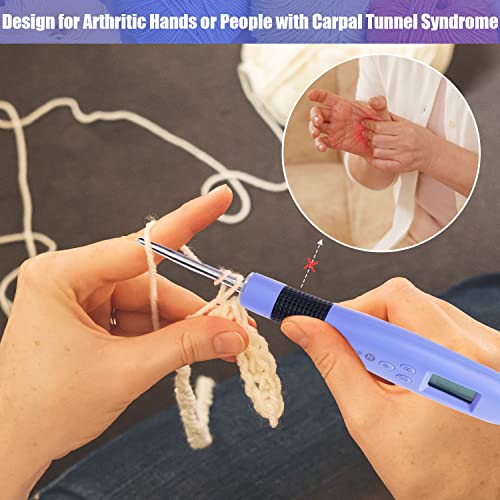 Image of Light Up Crochet Hook Set with 12 Sizes, Lighted Everything Counting Kit | Digital stitch & row counter, dual ergonomic handles, reinforced connection, bag, organizer and 1-year warranty