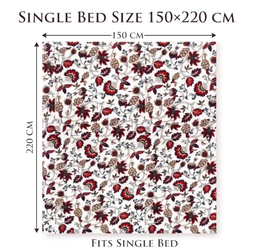 Image of VAS COLLECTIONS 280 GSM Flannel Blanket for Single Bed, Ultra Soft Plush Fleece Blanket, Warm & Cozy Winter Blanket, Breathable AC Blanket, for Home & Travel, 220 x 150 cm - Ivory Crimson