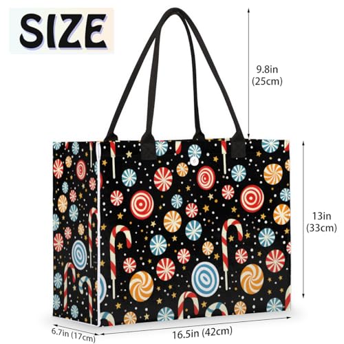 Christmas Candy Tote Bag for Women Large Beach Bag Reusable Tote Bags for Work Travel Beach Shopping2