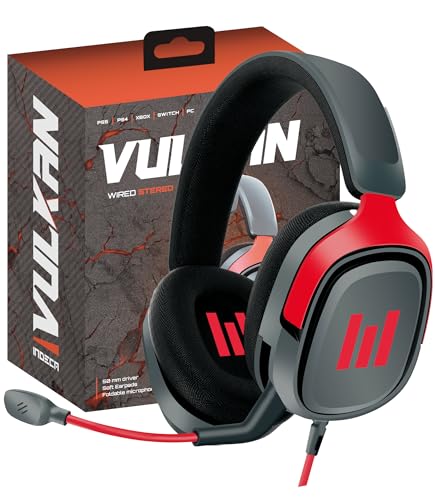 indeca BUSINESS Auriculares Gaming Compatible con PS4 PS5 con Microfono Retractil Cascos Gaming con Micro Cable Jack 3,5 mm para Xbox Switch PC Smartphone Headset Gaming con Micro Ajustable
