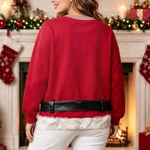 Ugly Christmas Sweatshirts for Women Funny 3D Hairy Chest Santa Pullover - image 3