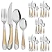 Service de couverts de 24 pièces, en acier inoxydable doré, service pour 6 personnes, couverts miroir, fourchettes et cuillères à soupe, couteaux, sans nickel, argenté