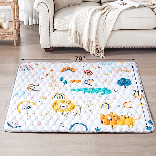 Baby Play Mat 71" X 79",Foldable Baby Play Mat, Non-Slip Cushioned Baby Playpen Mat For Playing, Baby Playmat Floor Mat For Infants, Babies, Toddlers,Machine Washable For Easy Care. #TOP4