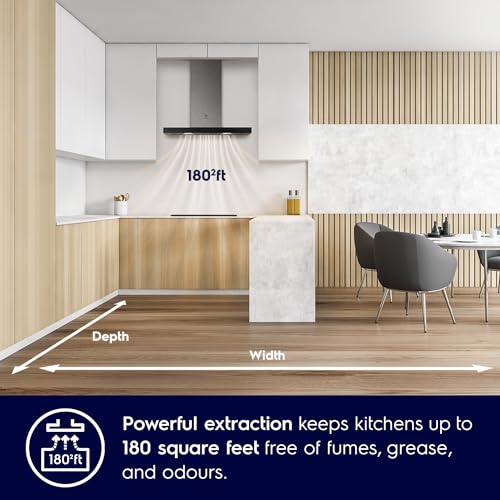 Image of Electrolux 60cm Straight Glass Chimney for up to 180 sqft Kitchen, AutoClean, UltimateTaste 500, Black, ECC6681G