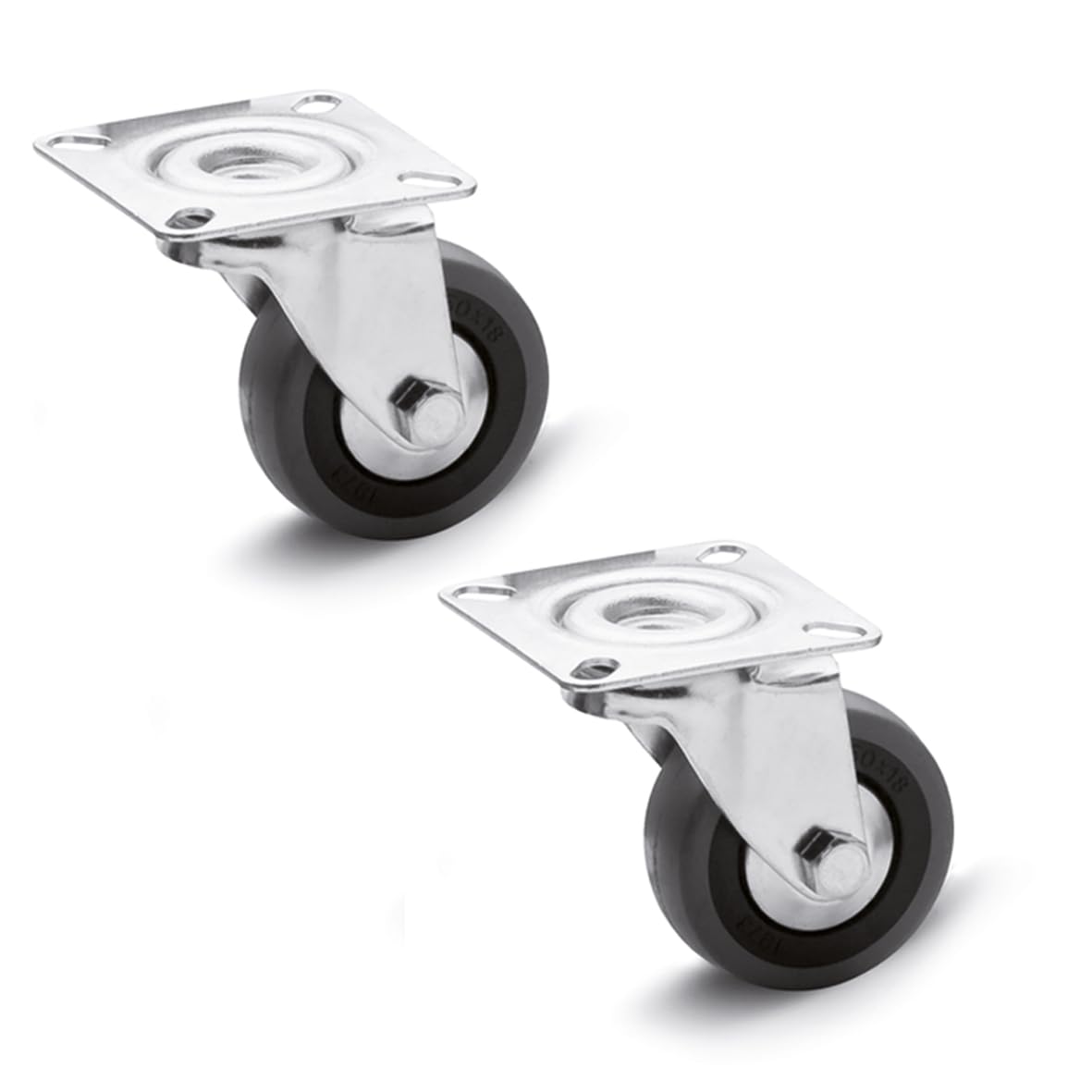 Ganter Normelemente Equipment castors, Swivel castors | 50 mm | 2 Wheels | 70 kg | Rubber Running Surface, Wheel Centre Polypropylene, housing Steel | GN 22870-50-G-L-L-ST