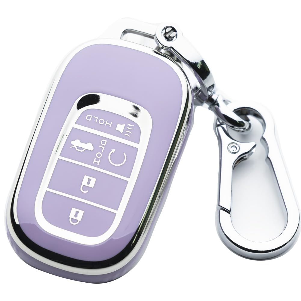 WTSHOPME Key Fob Cover Keychain Fit for Honda 2022 2023 2024 2025 Civic Accord HR-V Pilot CR-V 5 Buttons Smart Key