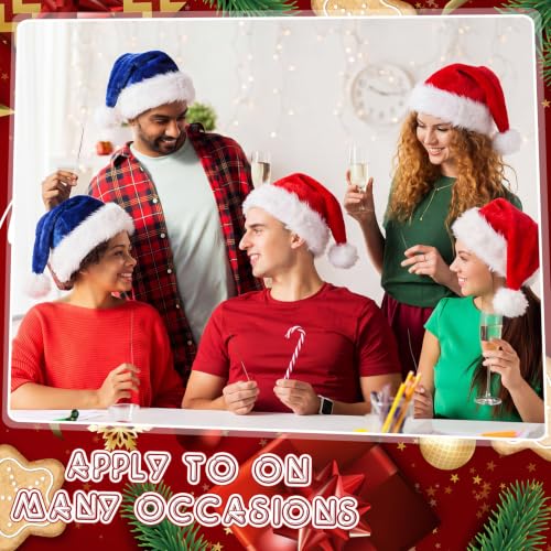 Image of Vicenpal 20 Pcs Santa Hats Bulk for Adults, Red and Blue, Classic