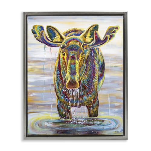 Moose Water Drip Nature Lake, 16 x 20 Inch Canvas in Floater Frame